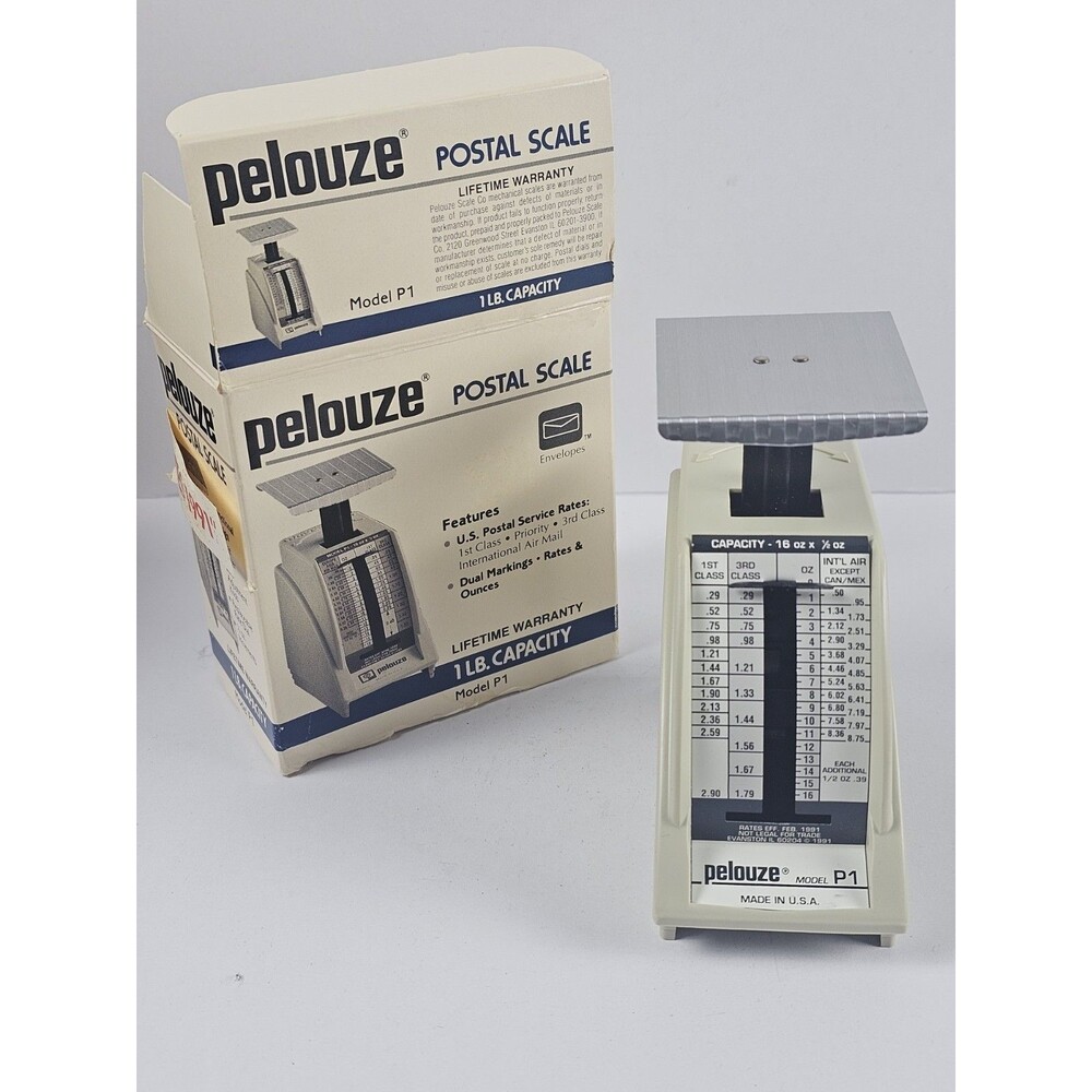 Vintage Pelouze Postal Scale USA 16oz Capacity Model P1 with Original Box